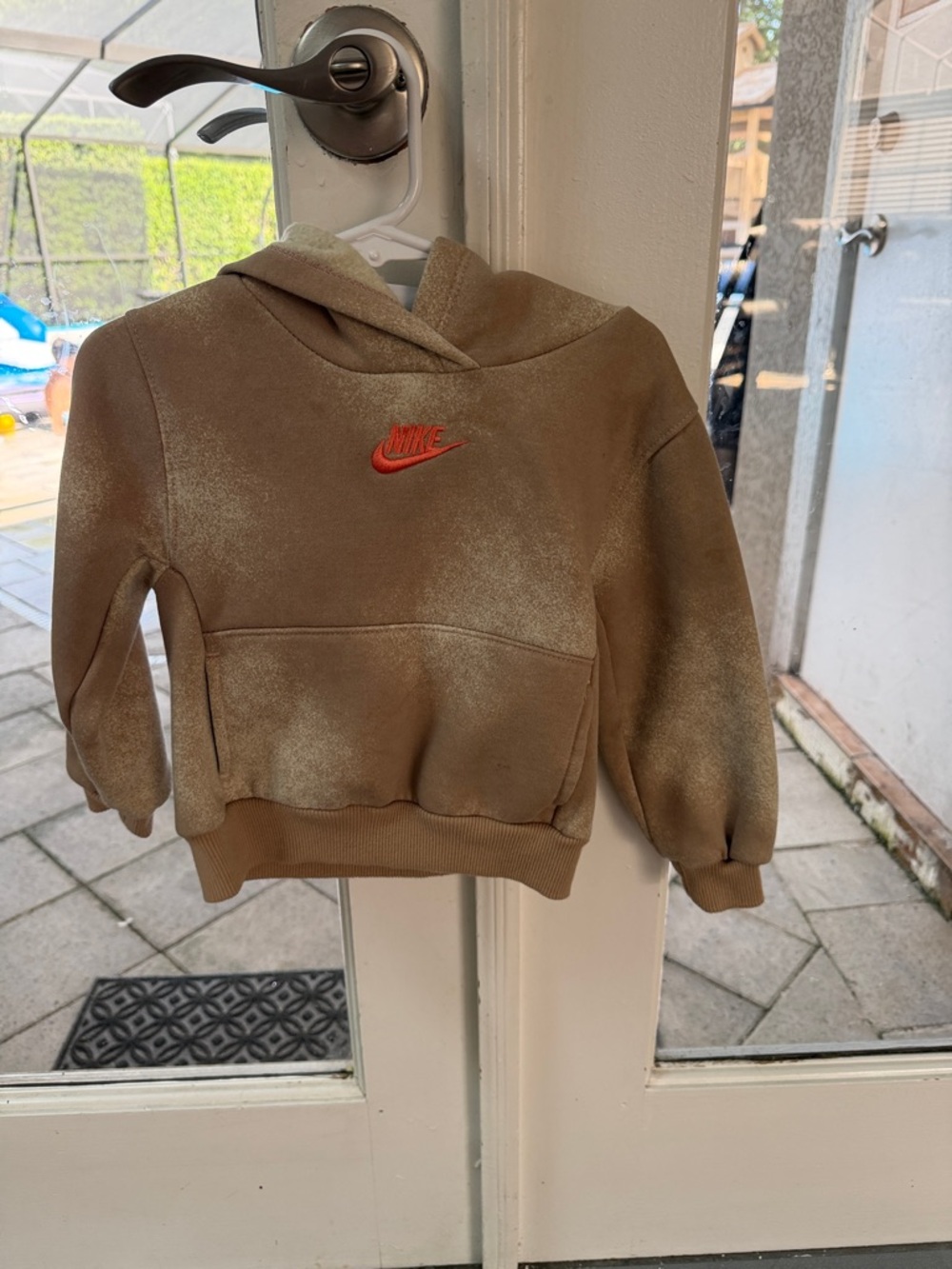 Nike Brown Toddler Hoodie with Orange Logo